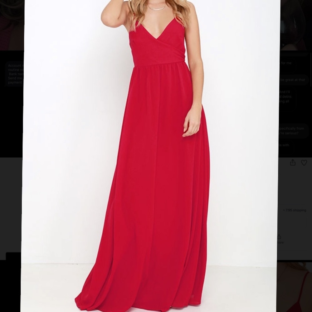 Lulus On The Silver Screen Red Formal Maxi Dress